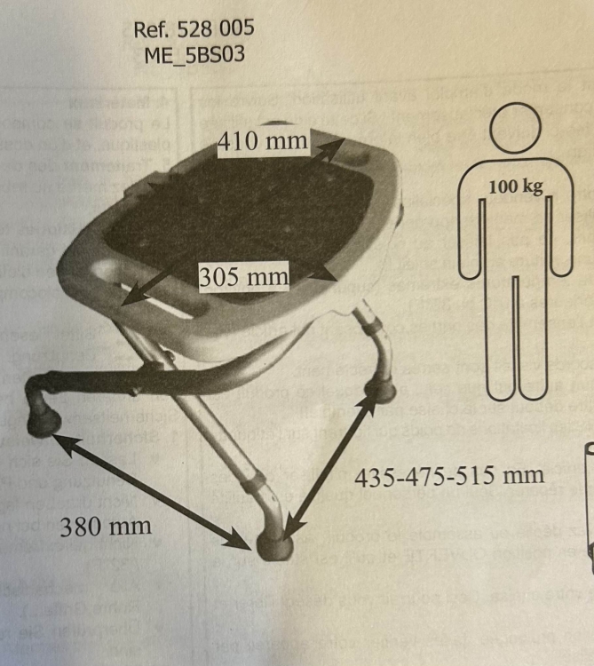Taboret prysznicowy składany BLUE SEAT - wymiary
