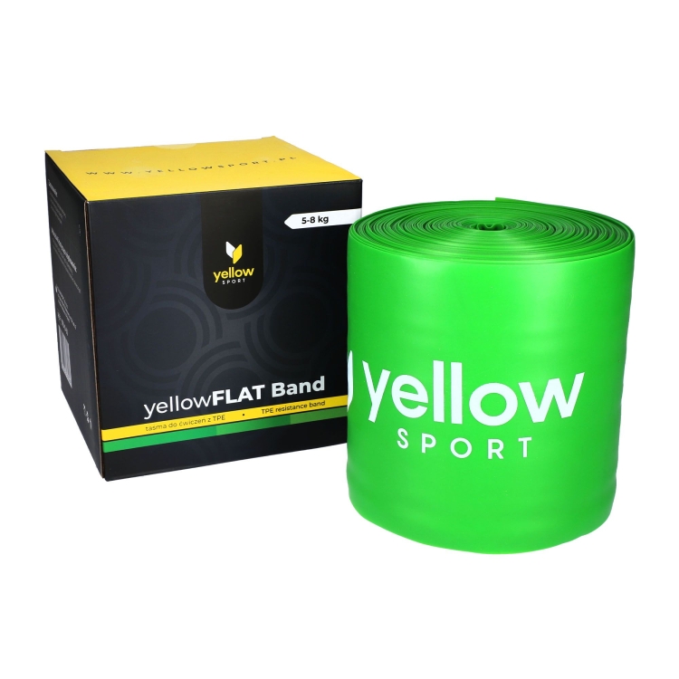 Taśma do ćwiczeń yellowFLAT Band TPE, zielona. Opór 5-8 kg