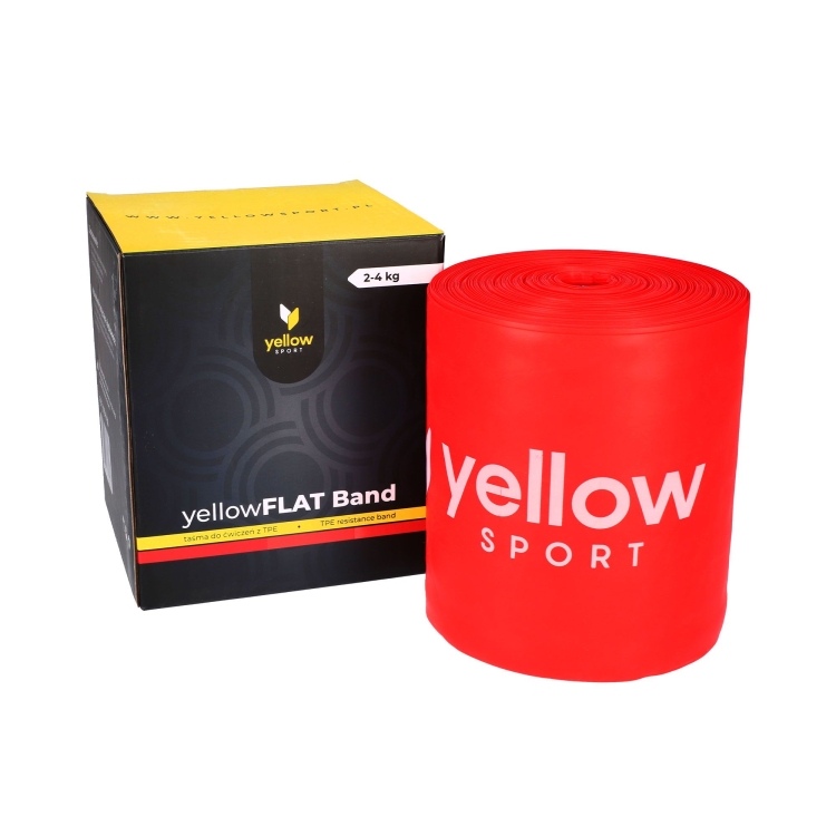 Taśma do ćwiczeń yellowFLAT Band TPE, czerwona. Opór 2-4 kg