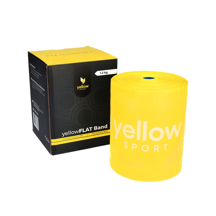 Taśma do ćwiczeń yellowFLAT Band TPE, żółta. Opór 1-2 kg