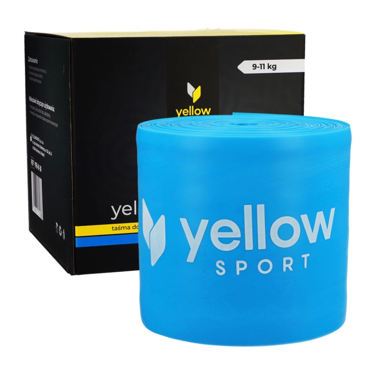 Taśma do ćwiczeń yellowFLAT Band TPE, niebieska. Opór 9-11 kg