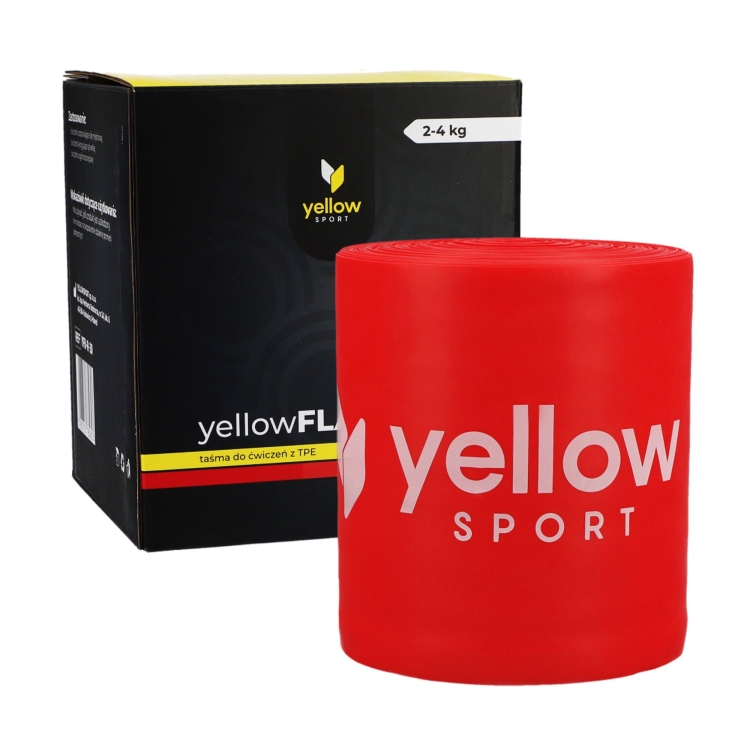 Taśma do ćwiczeń yellowFLAT Band TPE, czerwona. Opór 2-4 kg