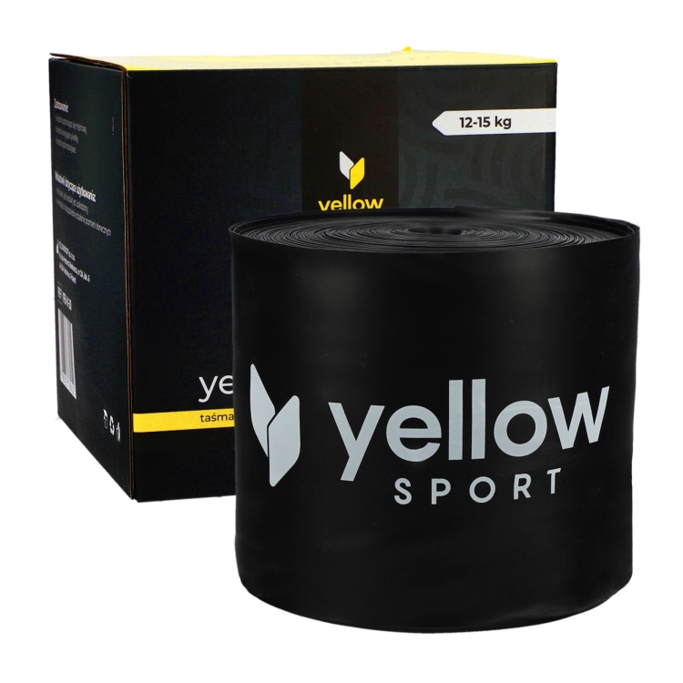 Taśma rehabilitacyjna yellowFLAT Band TPE, czarna. Opór 12-15 kg