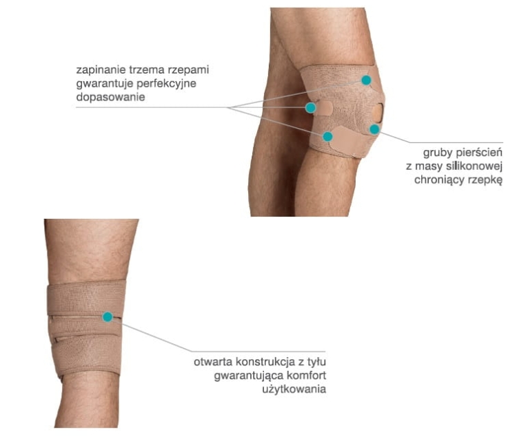 Neoprenowy stabilizator stawu kolanowego zapinany KRÓTKI AR-6630 Armedical