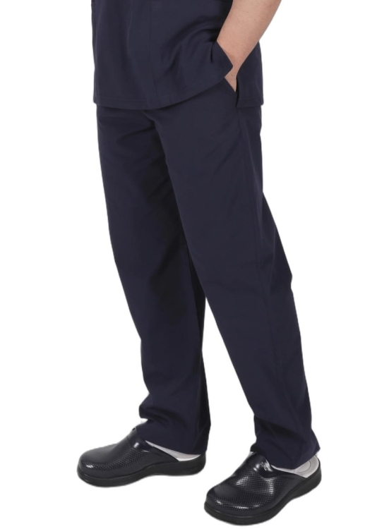 Spodnie medyczne męskie z bocznymi kieszeniami - granat