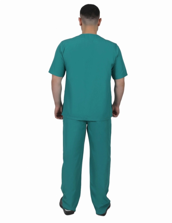 Męskie spodnie medyczne w kolorze zielonym.