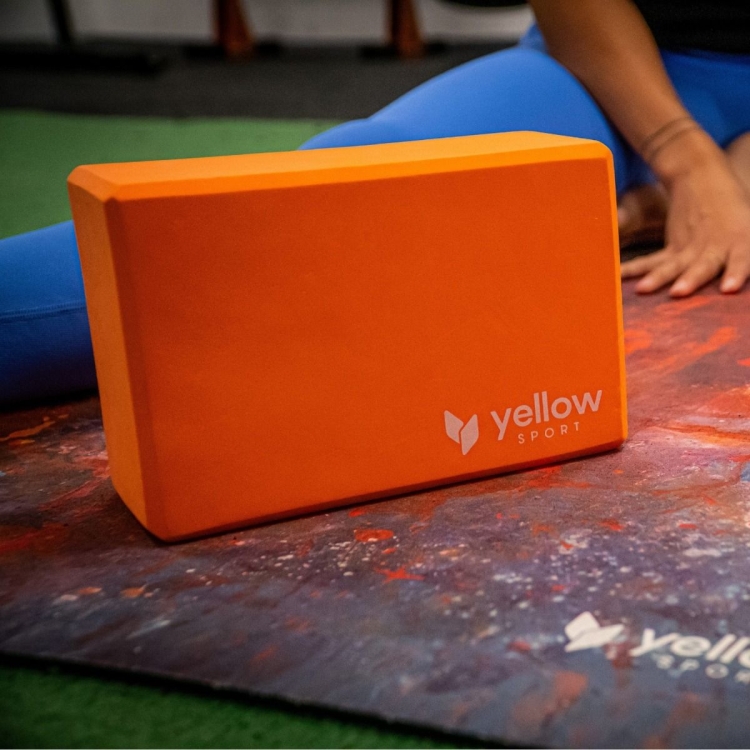 Kostka do jogi yellowBLOCK Yoga EVA, pomarańczowa - akcesoria do jogi