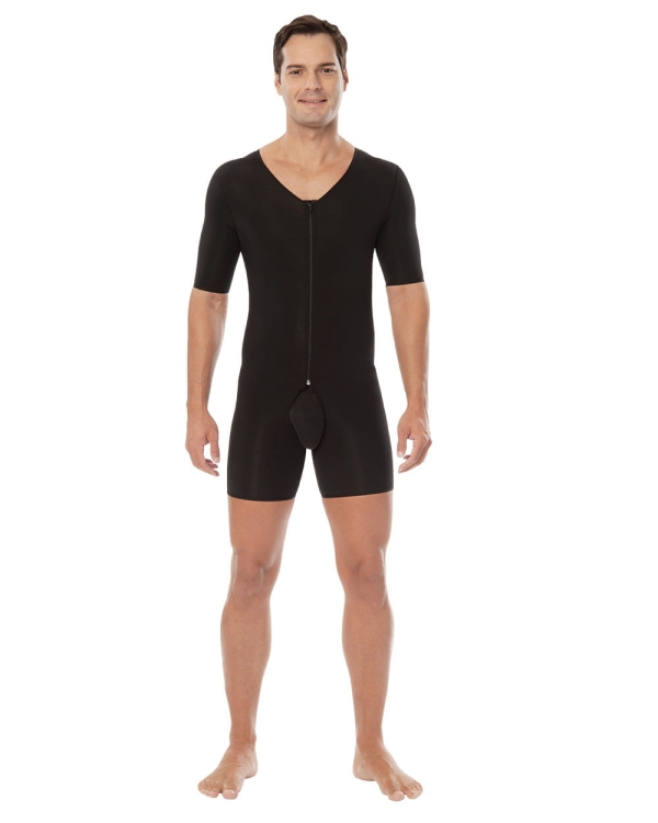 Gorset uciskowy dla mężczyzn do ud z ramionami, zapinany na zamek