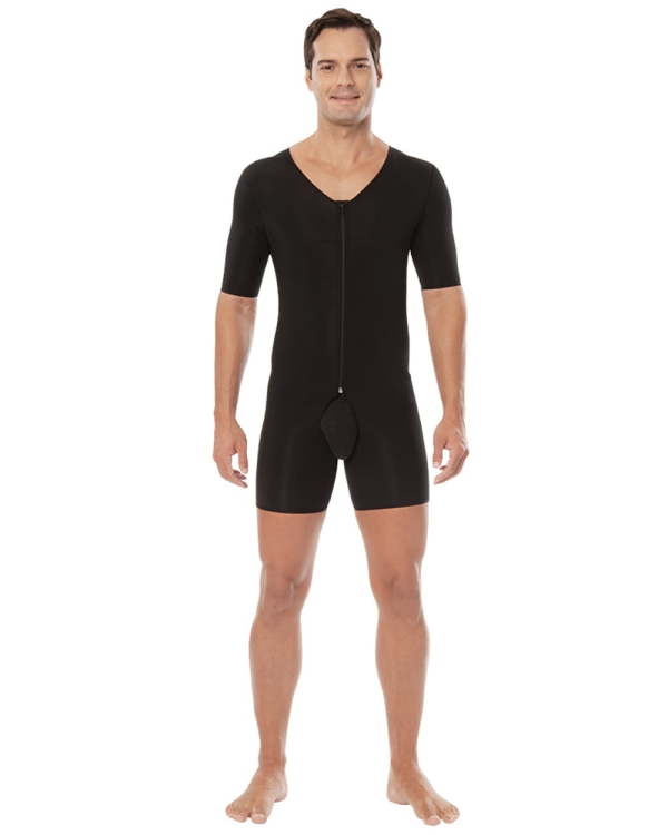 Gorset uciskowy dla mężczyzn do ud z ramionami, zapinany na zamek