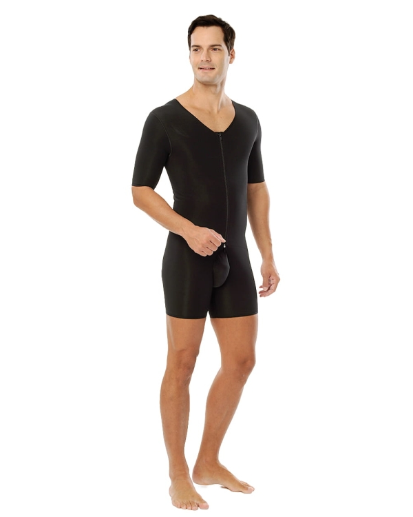 Gorset uciskowy dla mężczyzn do ud z ramionami, zapinany na zamek