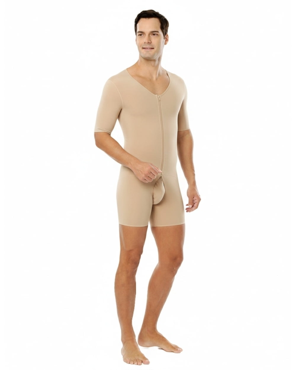 Gorset uciskowy dla mężczyzn do ud z ramionami, zapinany na zamek