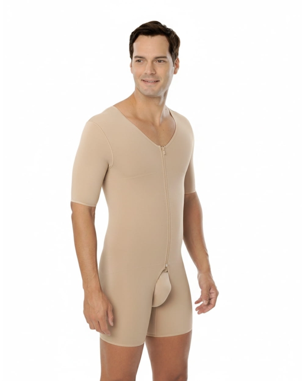 Gorset uciskowy dla mężczyzn do ud z ramionami, zapinany na zamek