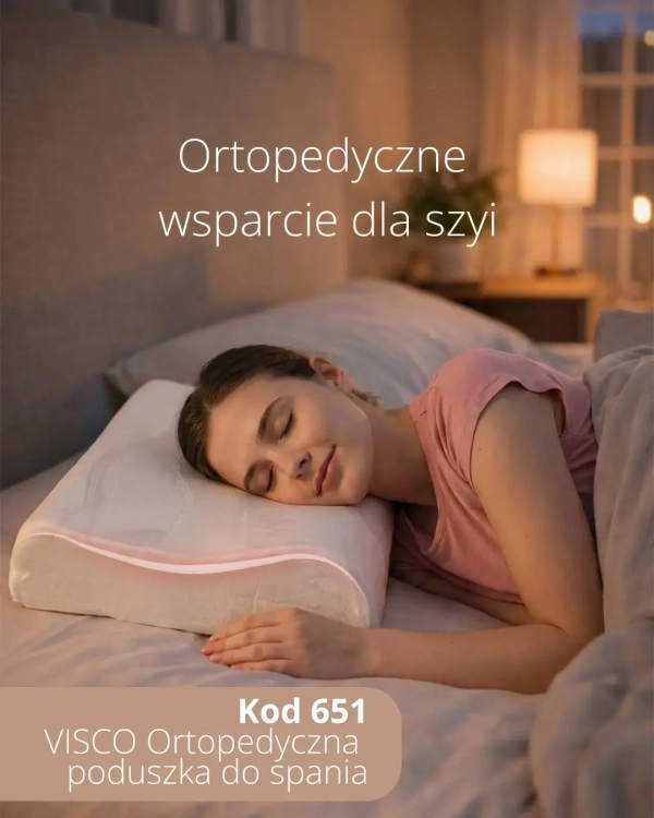 Poduszka ortopedyczna do spania z pianki termoelastycznej, w pokrowcu z przędzy bambusa Variteks 651