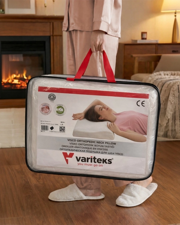Poduszka ortopedyczna do spania z pianki termoelastycznej, w pokrowcu z przędzy bambusa Variteks 651