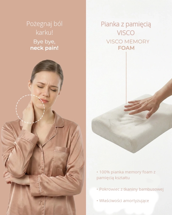 Poduszka ortopedyczna do spania z pianki termoelastycznej, w pokrowcu z przędzy bambusa Variteks 651