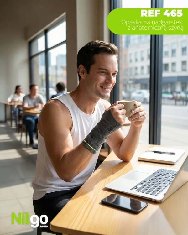 Tkaninowa opaska na nadgarstek z anatomiczną szyną