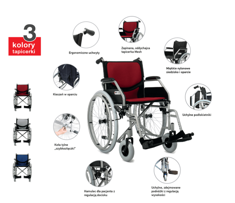 Wózek inwalidzki stalowy ELEGANT