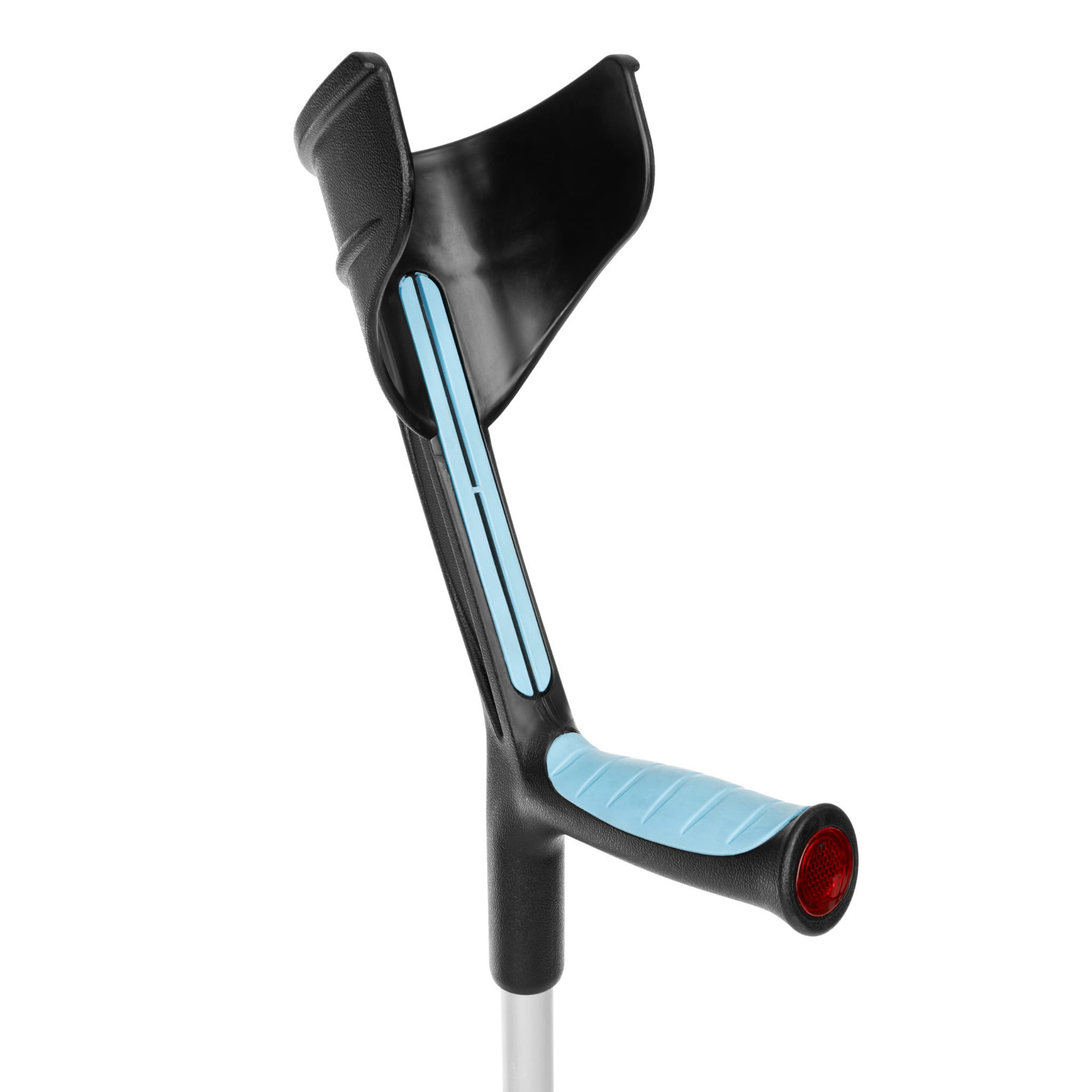 Kula łokciowa z anodyzowanego aluminium, ergonomiczna rękojeść z miękkim wykończeniem. Kolor czarny z niebieskimi elementami. Model Assist-Tim