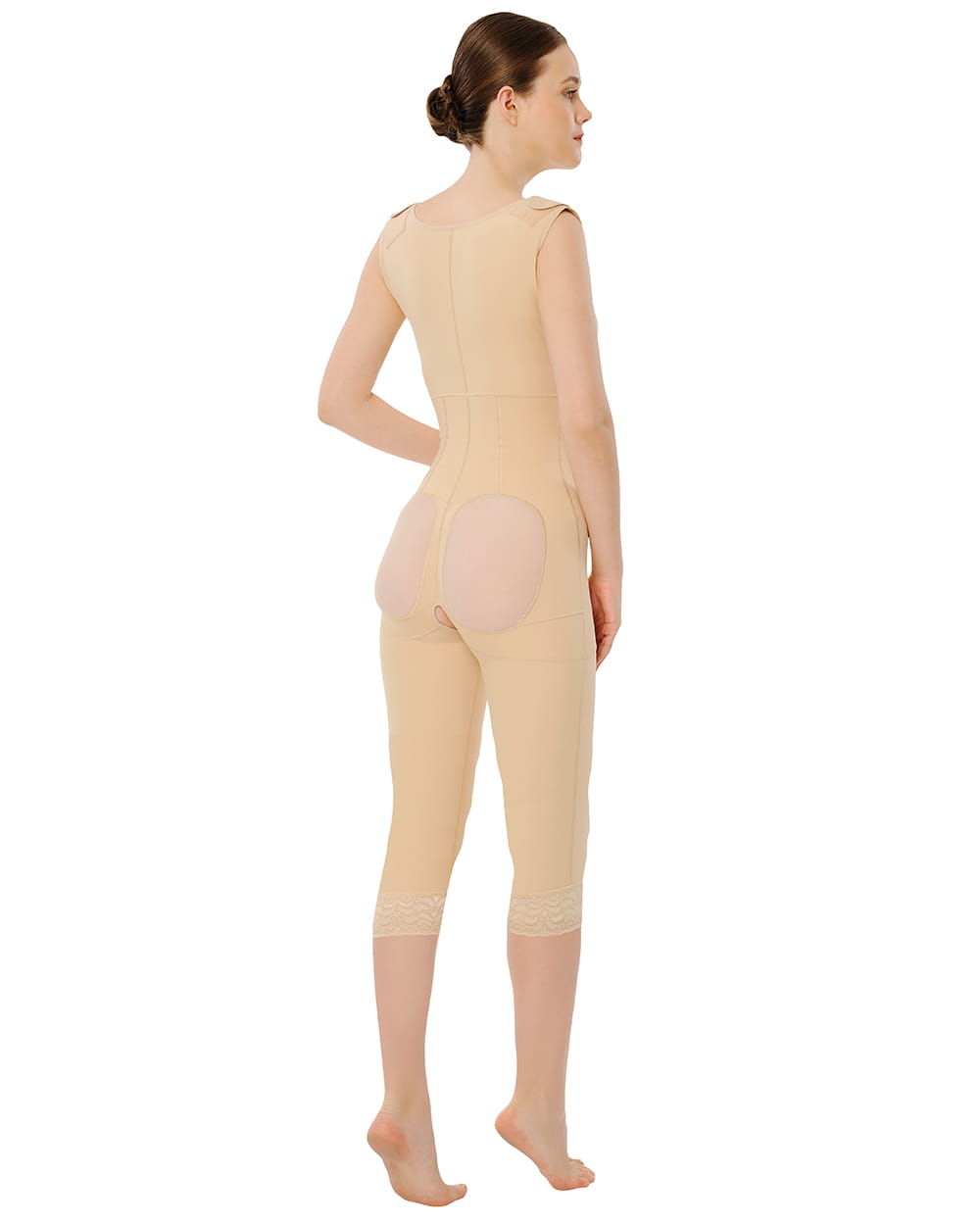 Odzież BBL po zabiegu liftingu i powiększania pośladków. Na szerokich ramiączkach, zapinanych na rzep. Kolor czarny lub beżowy. Model 158 Variteks Lipo